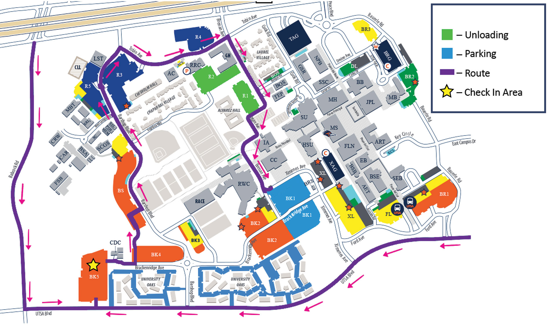 Campus Move In Route Map